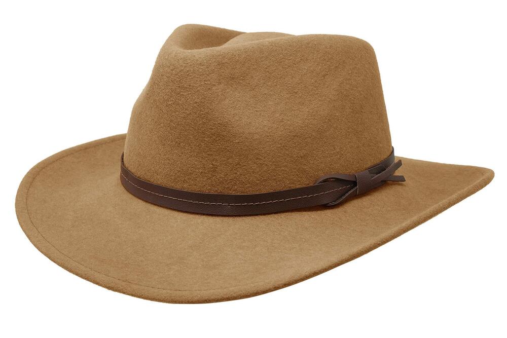 6986 Hardy Lightweight Wide Brim Fedora Leather Band 100% Wool Felt